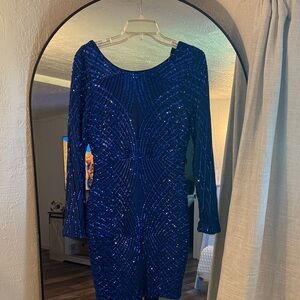 Windsor Royal Blue Sequin Long Sleeve Dress